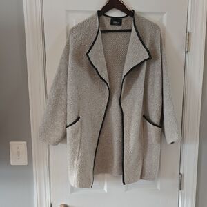 Zara Knit Beige Cardigan with Black Accents